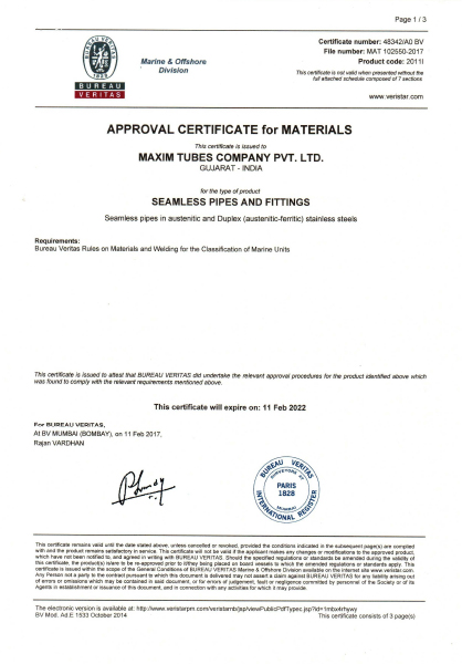 Approval of Manufacturer – Bureau Veritas