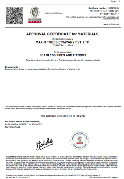 Approval of Manufacturer – Bureau Veritas