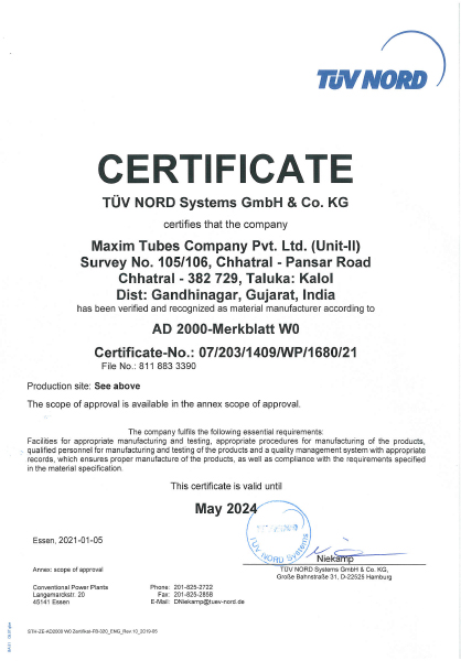 TUV NORD – AD 2000 – Merkblatt W0